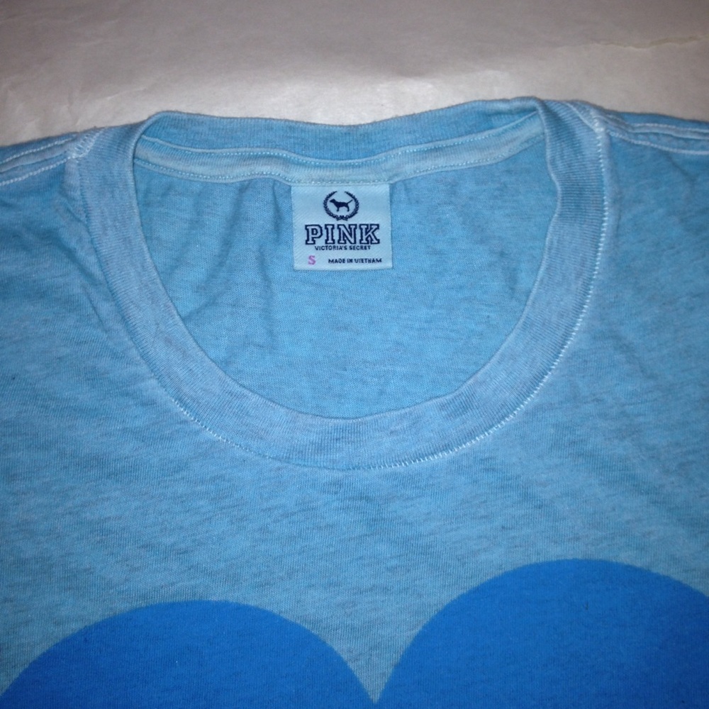 Pink Victoria's Secret blue heart top Tee t-shirt - Picture 8 of 8